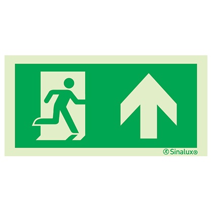 Signalisation une face, évacuation ISO 7010 – flèche haut, PVC photoluminescent