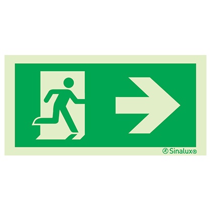 Signalisation une face, évacuation ISO 7010 – flèche droite, aluminium