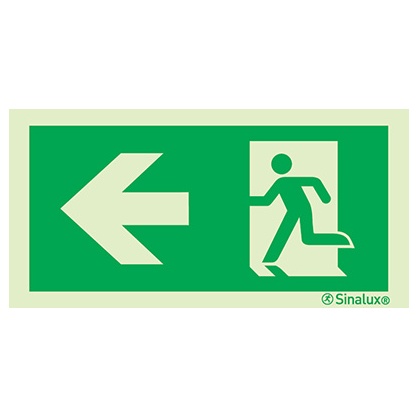 Signalisation à suspendre, évacuation ISO 7010 – flèche gauche, PVC photoluminescent