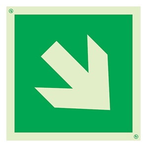 [F0122F15152EVFR] Signalisation drapeau, indication directionnelle additionnelle – flèche oblique, PVC photoluminescent (150x150)