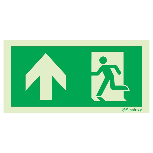 Signalisation une face, évacuation ISO 7010 – flèche haut (2), PVC photoluminescent