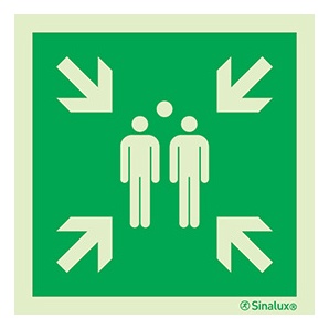 Signalisation drapeau, point de rassemblement, aluminium