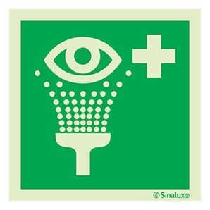 Signalisation une face, lave-œil, PVC photoluminescent