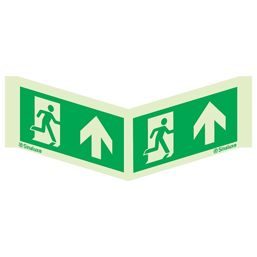 [F0906F2010PPNFR] Signalisation panoramique, évacuation ISO 7010 panoramique – flèche haut, PVC photoluminescent (200x100)