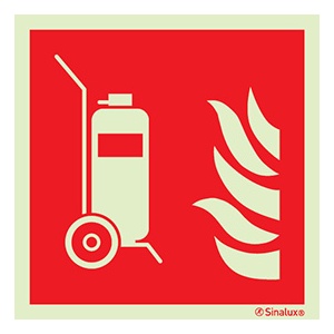 [F1007F15152FEFR] Signalisation drapeau, extincteur sur roues, PVC photoluminescent (150x150)