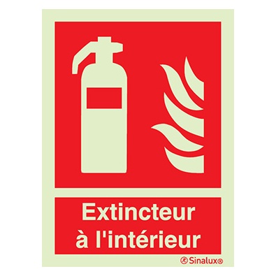 [F1022F15202FEFR] Signalisation drapeau, extincteur à l’intérieur avec texte (ISO 7010), PVC photoluminescent (150x200)