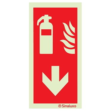 [F1051F10202FEFR] Signalisation drapeau, extincteur – flèche bas, PVC photoluminescent (100x200)