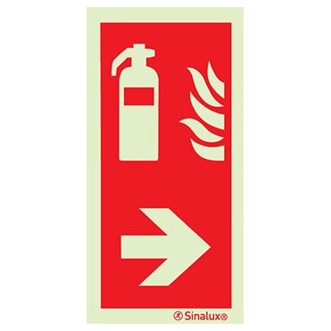 [F1053F10202FEFR] Signalisation drapeau, extincteur – flèche droite, PVC photoluminescent (100x200)