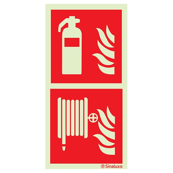 [F1091F15302FEFR] Signalisation drapeau, extincteur + RIA, PVC photoluminescent (150x300)