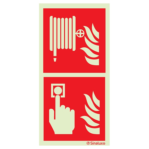 [F1093] Signalisation drapeau, RIA + déclencheur alarme incendie, PVC photoluminescent