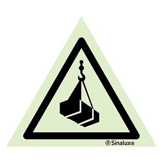 [F3005F01501PRFR] Signalisation une face, signal de danger – charges suspendues, PVC photoluminescent (150x150)