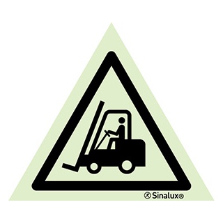[F3006F01501PRFR] Signalisation une face, signal de danger – véhicules industriels et de manutention, PVC photoluminescent (150x150)