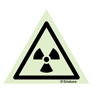 [F3007F01501PRFR] Signalisation une face, signal de danger – matières radioactives / radiations ioniques, PVC photoluminescent (150x150)