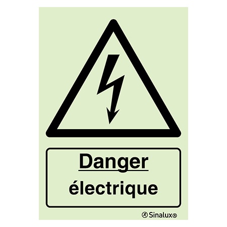 [F3053F15201PRFR] Signalisation une face, danger électrique – avec texte, PVC photoluminescent (150x200)
