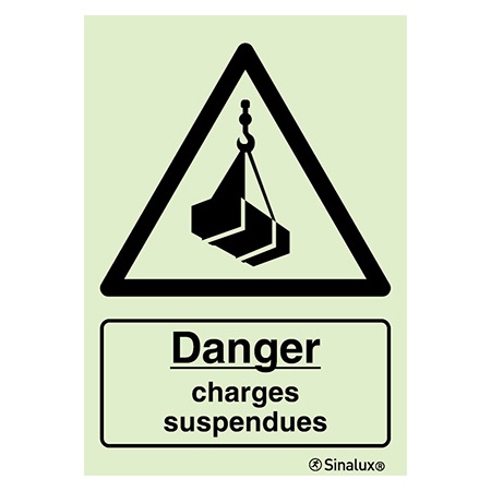 [F3057F15201PRFR] Signalisation une face, charges suspendues – avec texte, PVC photoluminescent (150x200)