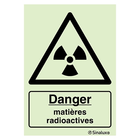 [F3059F15201PRFR] Signalisation une face, matières radioactives – avec texte, PVC photoluminescent (150x200)