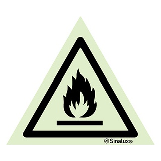 Signalisation une face, signal de danger – matières inflammables / gaz inflammable, PVC photoluminescent