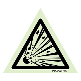 Signalisation une face, signal de danger – matières explosives / gaz explosifs, PVC photoluminescent
