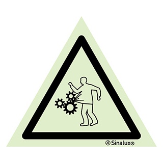 Signalisation une face, signal de danger – risque de piégeage, PVC photoluminescent