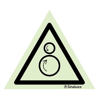 Signalisation une face, signal de danger – rouleaux tournant en sens inverse, PVC photoluminescent