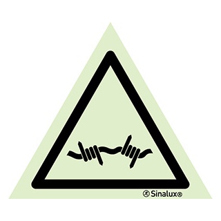Signalisation une face, signal de danger – fil barbelé, PVC photoluminescent