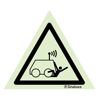 [F3311F01501PRFR] Signalisation une face, signal de danger – machine commandée à distance, PVC photoluminescent (150x150)
