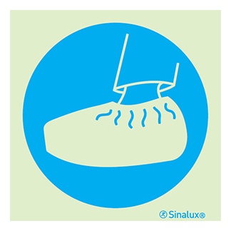 Signalisation une face, chaussons d’hygiène obligatoires, PVC photoluminescent