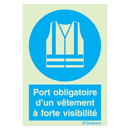 Signalisation une face, vêtement à haute visibilité – avec texte, PVC photoluminescent