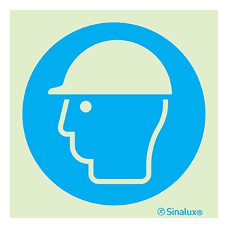 Signalisation une face, port du casque obligatoire, PVC photoluminescent