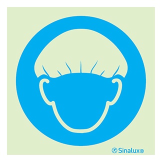 Signalisation une face, bonnet de protection obligatoire, PVC photoluminescent