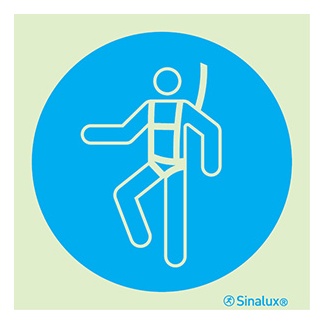 Signalisation une face, harnais de sécurité obligatoire, PVC photoluminescent