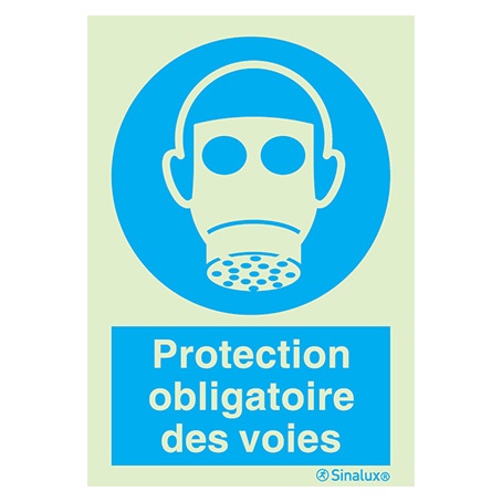 Signalisation une face, protection des voies respiratoires – avec texte, PVC photoluminescent