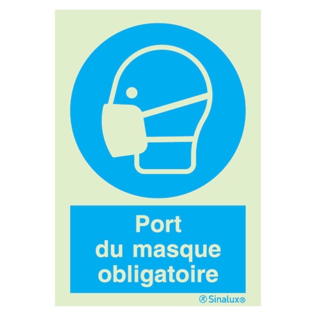 Signalisation une face, port du masque obligatoire – avec texte, PVC photoluminescent