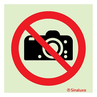 Signalisation une face, interdiction de prendre des photos, PVC photoluminescent