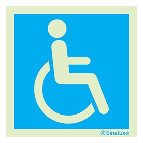 Signalisation drapeau, pMR – accès pour personnes à mobilité réduite, PVC photoluminescent