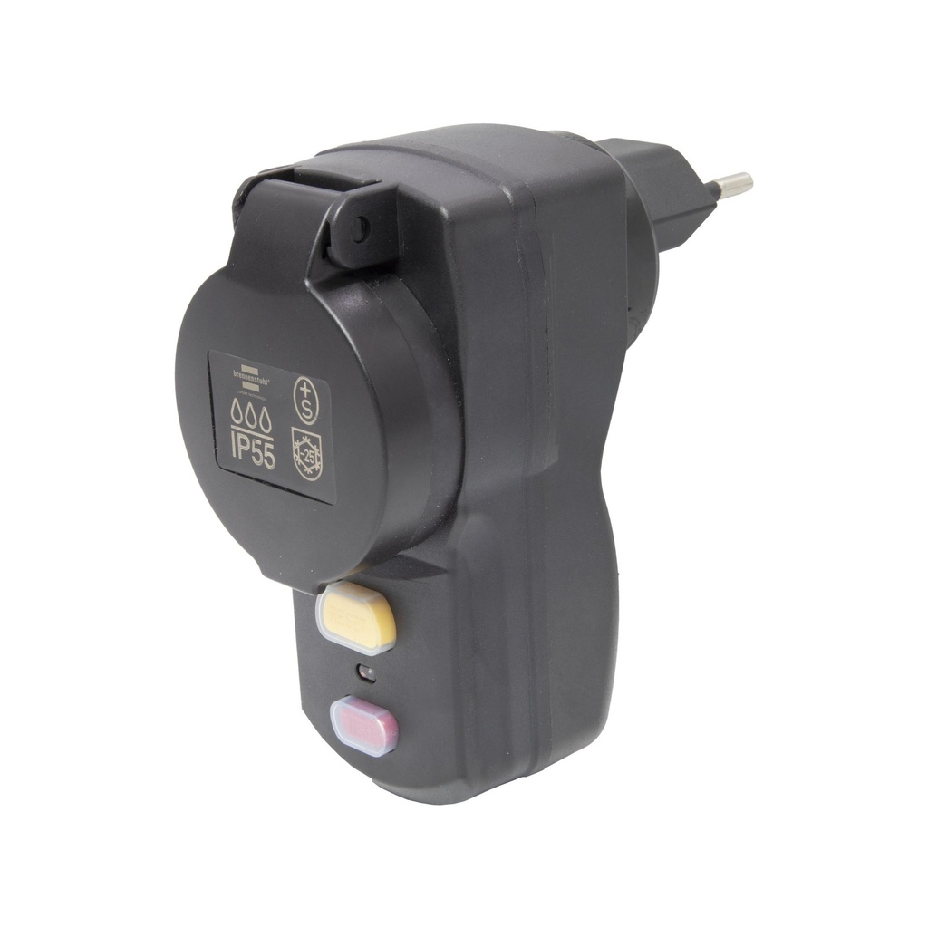 Brennenstuhl Adaptateur de protection des personnes PD31A IP55 / Fiche de protection des personnes pour l'extérieur (déconnexion bipolaire, 30mA)